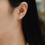 Load image into Gallery viewer, Close-up of an ear wearing Eclat Royal Moissanite Stud Earrings