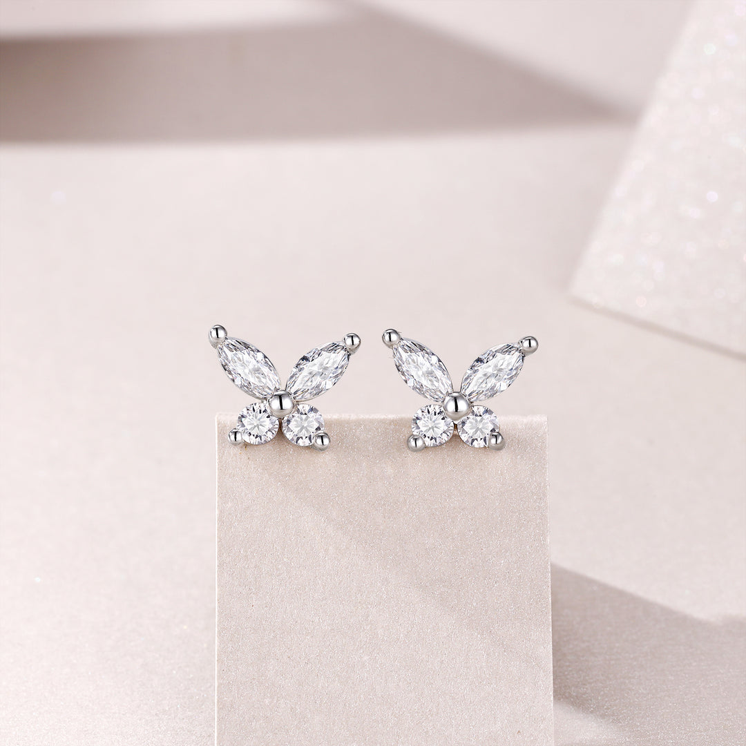 Papillon Moissanite Stud Earrings