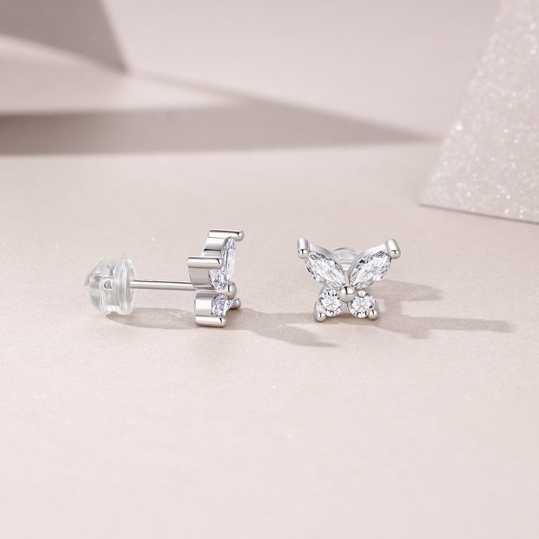 Papillon Moissanite Stud Earrings