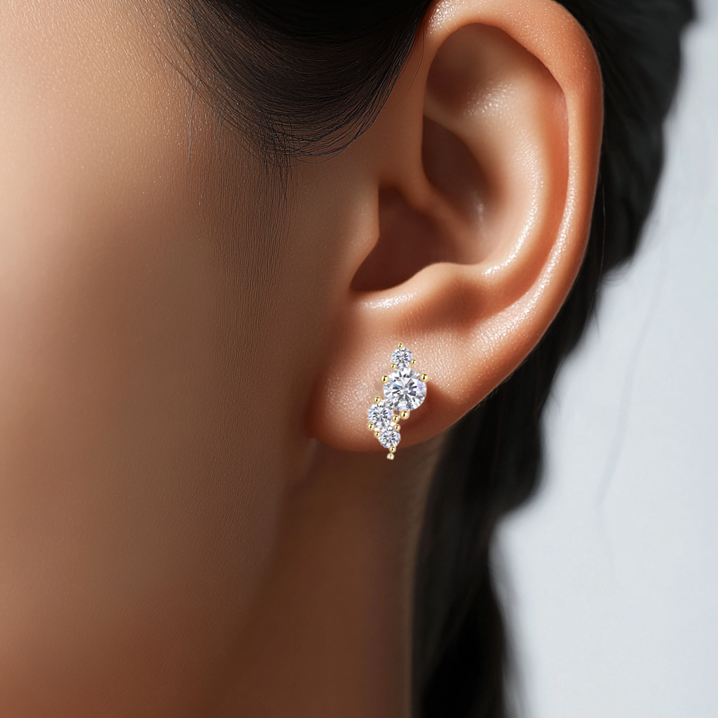 Aurum Cluster Moissanite Earrings
