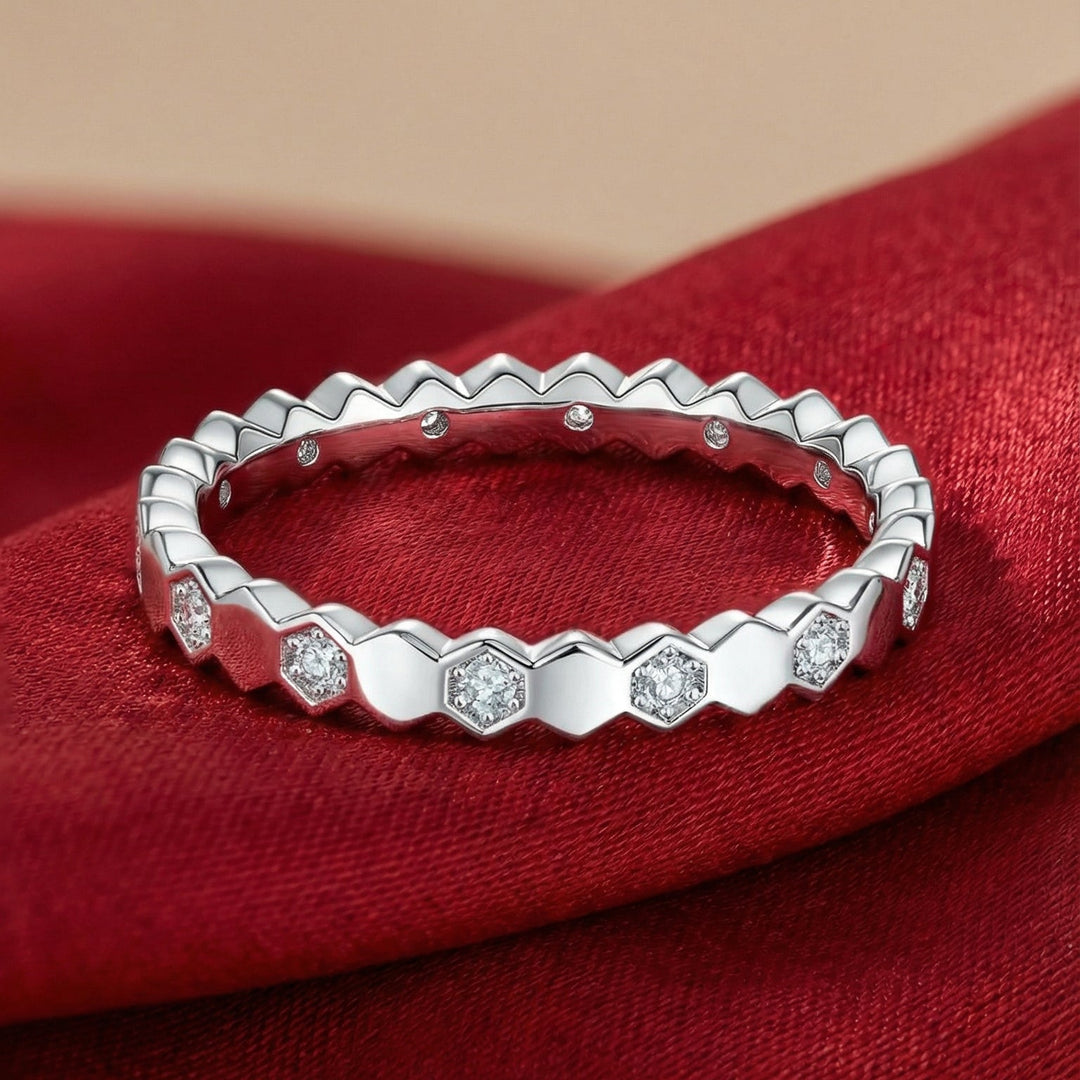 Pavé Honeycomb Moissanite Ring